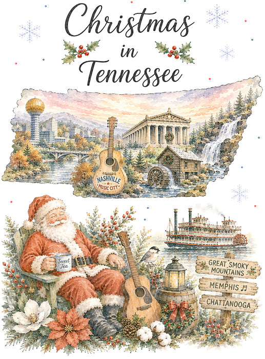 Christmas in Tennessee State Map