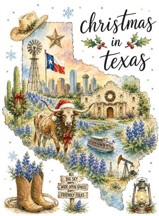 Christmas in Texas State Map
