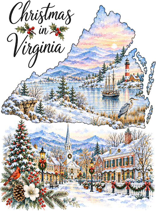 Christmas in Virginia State Map