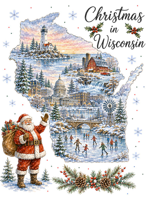 Christmas in Wisconsin State Map