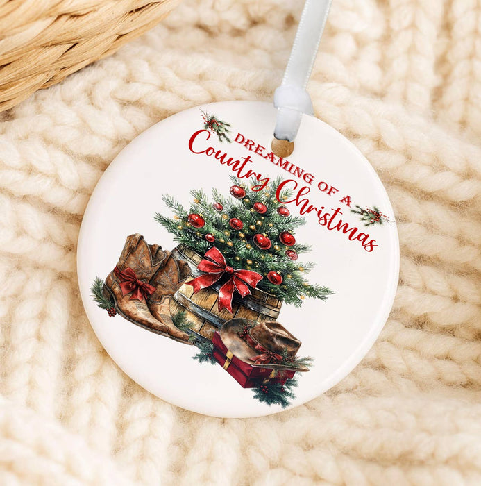 Country Christmas Western Cowboy Boots Ornament