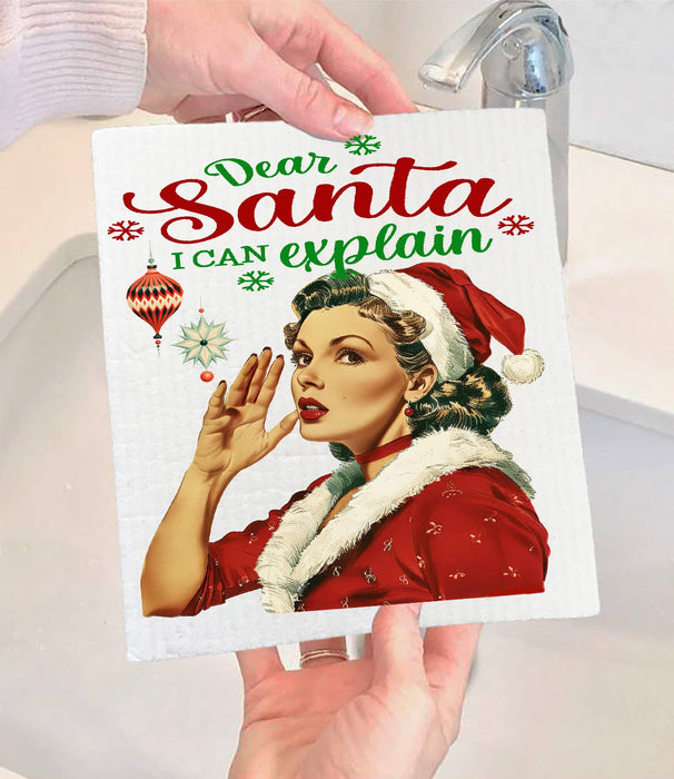 Christmas Santa I Can Explain Swedish Dishcloth