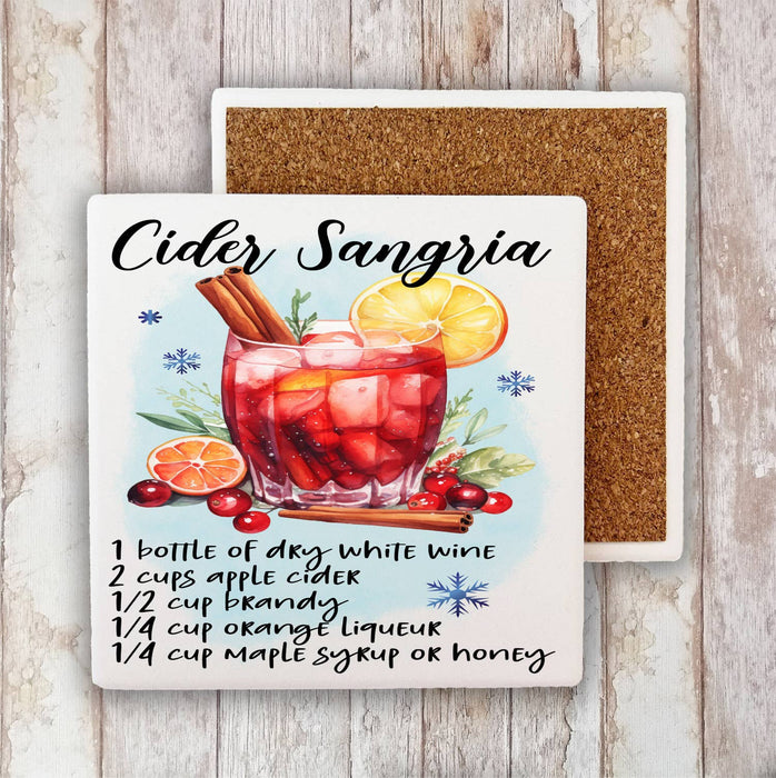 Christmas Cocktail Cider Sangria Recipe Stone Coaster