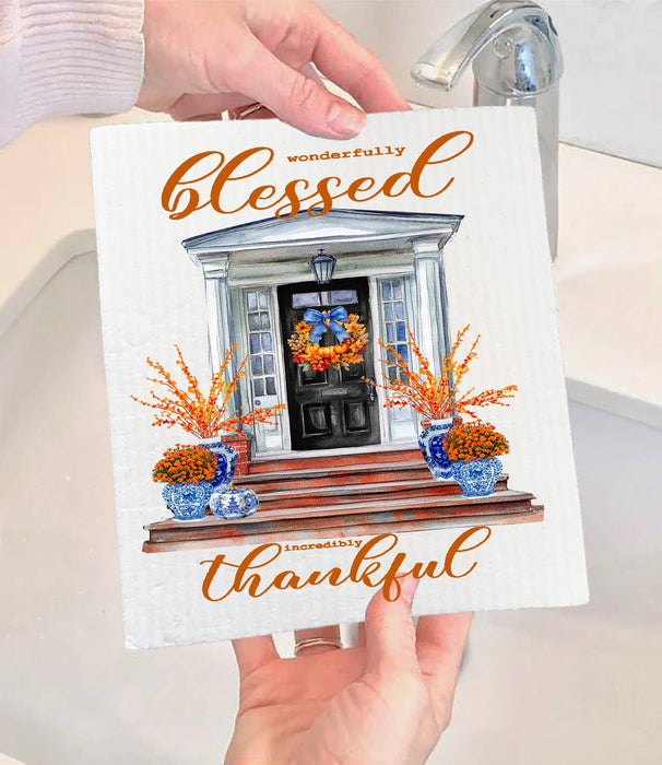 Wonderfully Blessed Front Door Porch Swedish Dishcloth