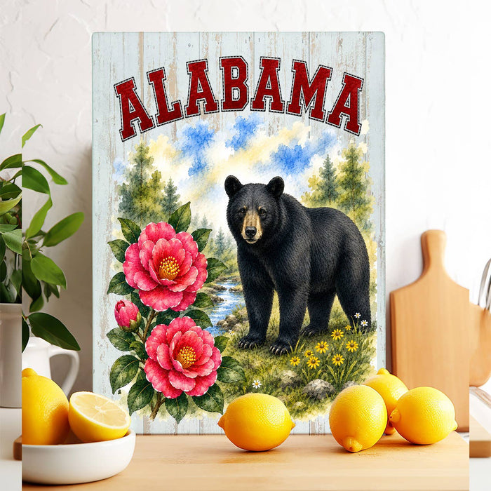 Alabama State Bird and Animal Glass Cutting Board