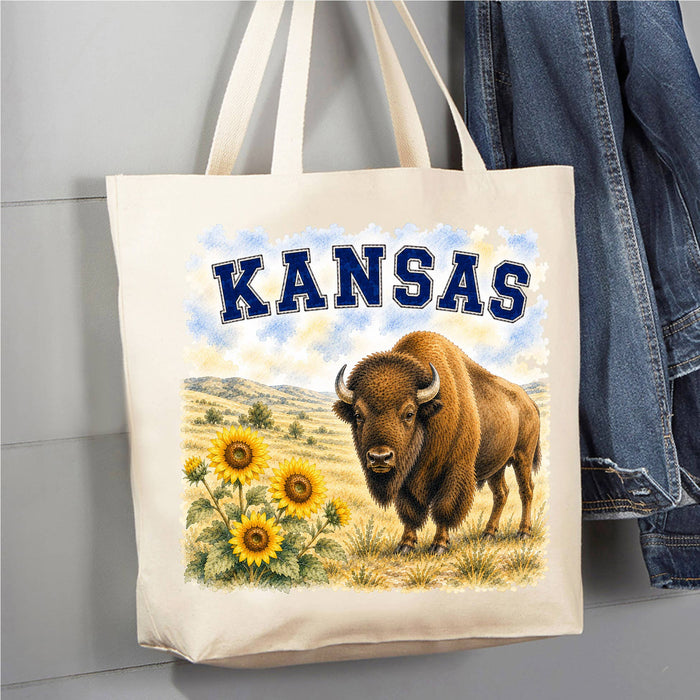 Kansas State Bird and Animal Canvas Tote Bag