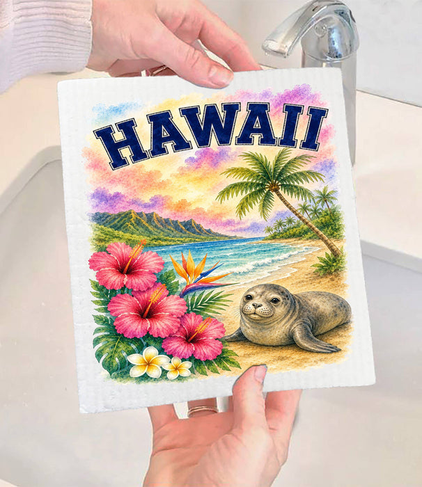 Hawaii State Bird and Animal Swedish Dishcloth