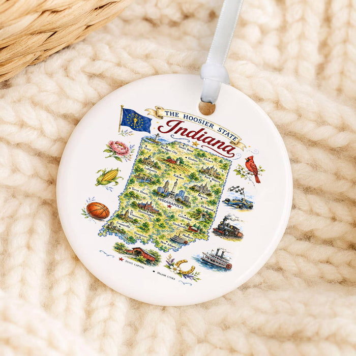 Indiana State Map Landmark Ornament