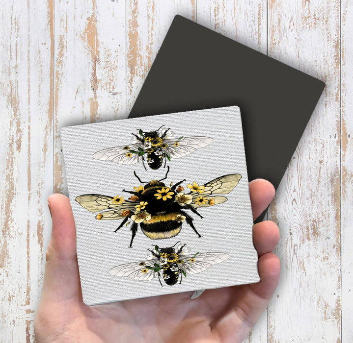 Vintage Bees Flowers Magnet Fridge