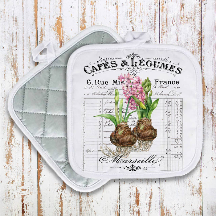 French Spring Bulbs Daffodils Pot Holder Oven Mitts