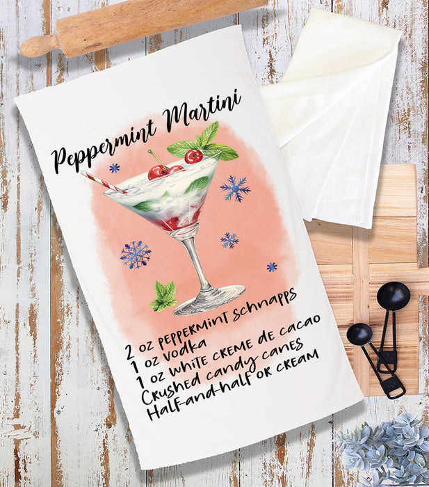 Christmas Cocktail Peppermint Martini Terry Towel