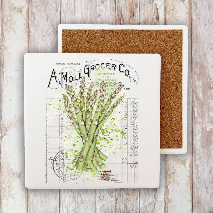 Vintage Farmhouse Aspargas Vegetables Stone Coaster