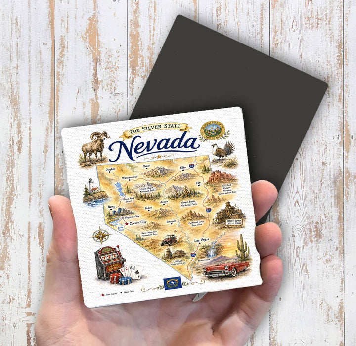 Nevada State Map Landmark Magnet Fridge