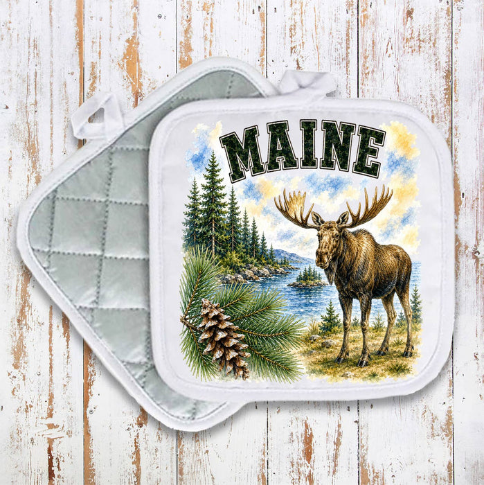 Maine State Bird and Animal Pot Holder