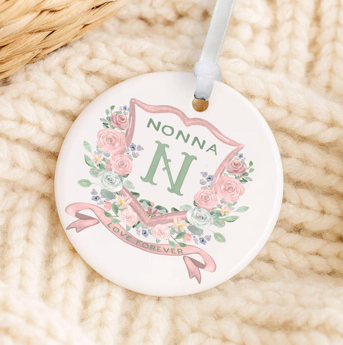 Mother's Day Nonna Floral Crest Ornament