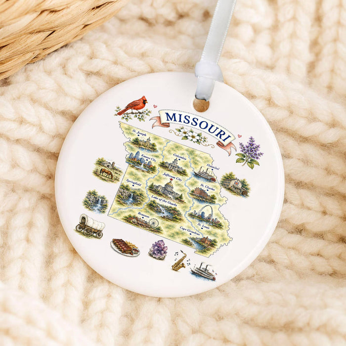 Missouri State Map Landmark Ornament