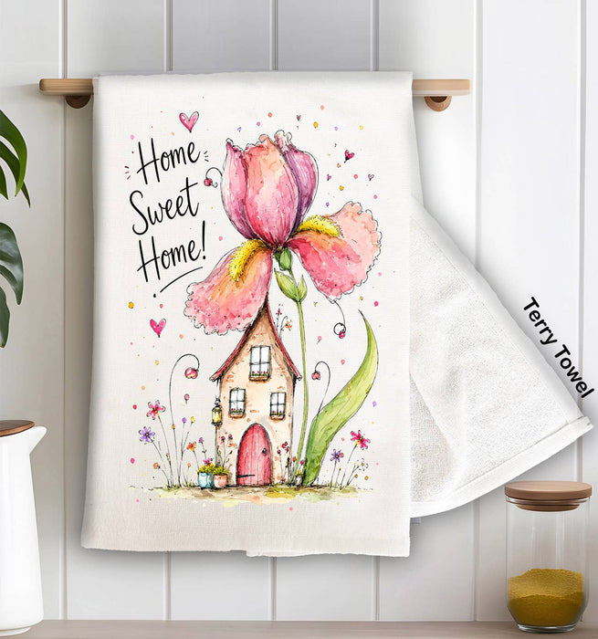 Home Sweet Home Spring Flowers Kitchen Terry Towel