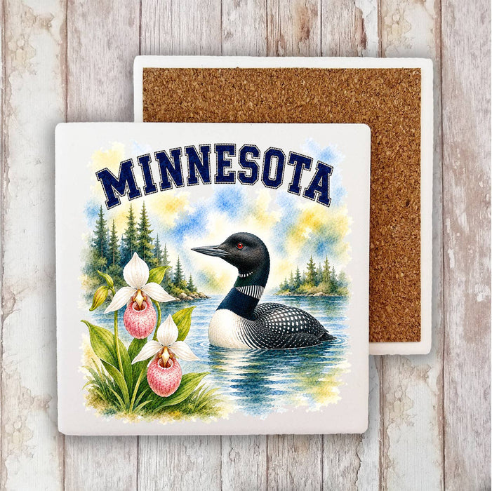 Minnesota State Bird and Animal Stone Coaster