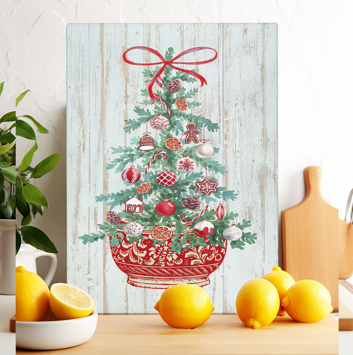 Glass Cutting Board Christmas Chinoiserie Christmas Tree