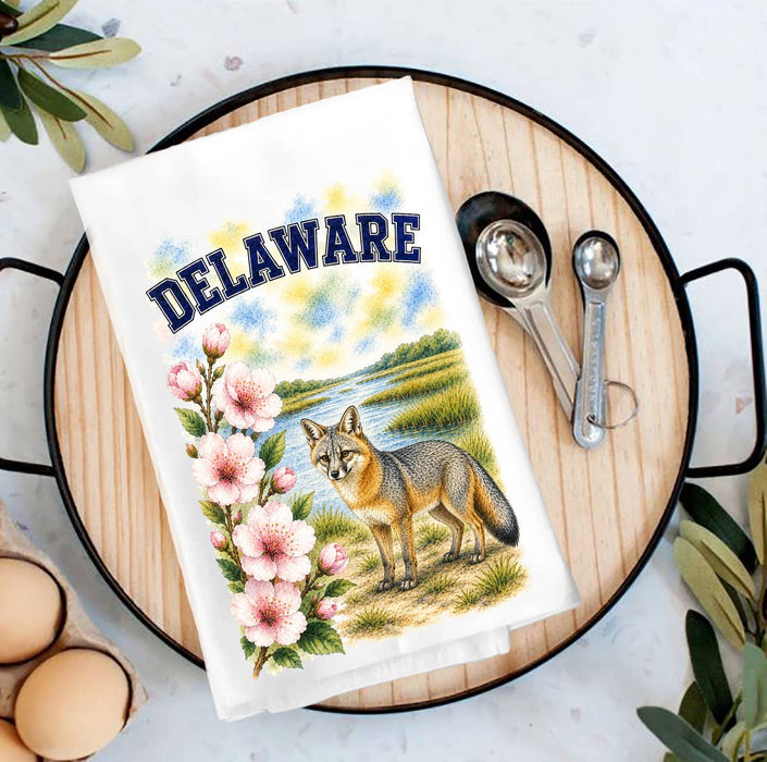Delaware State Bird and Animal Tea Towel