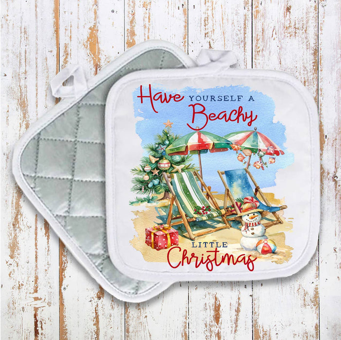 Coastal Have a Beachy Christmas Pot Holder Oven Mitt
