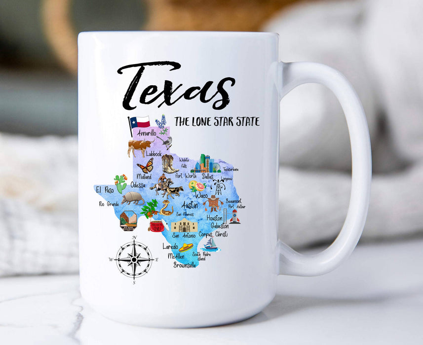 Texas State Map Souvenir  Coffee Mug