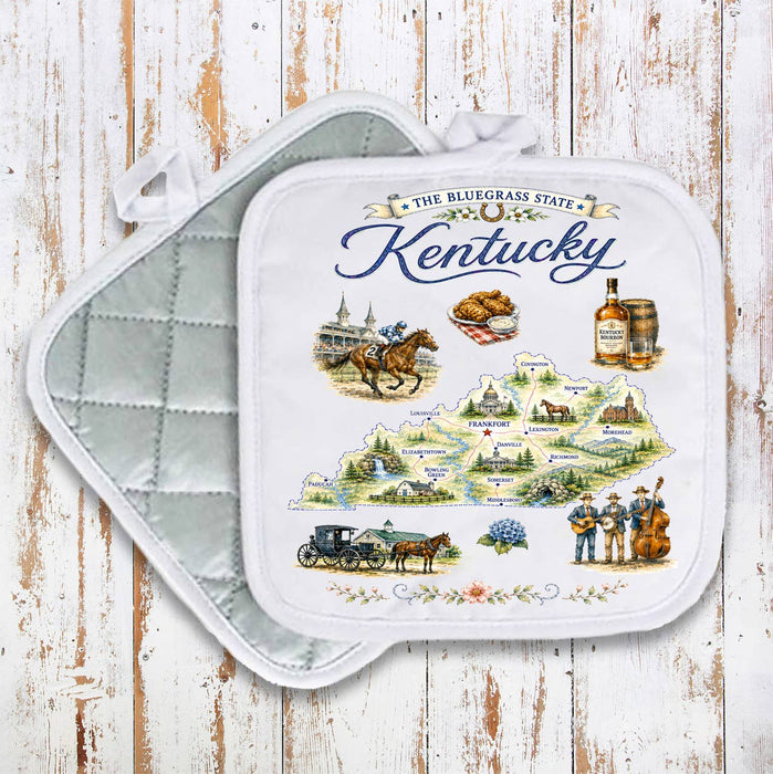 Kentucky State Map Landmark Pot Holder