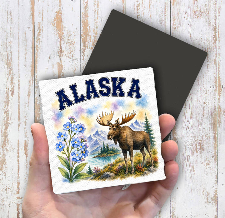 Alaska State Bird and Animal Magnet Fridge
