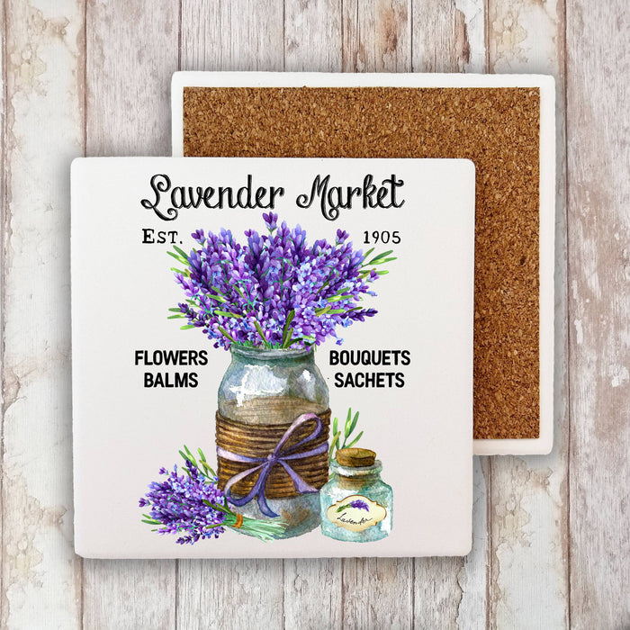 Purple Lavender Country Market  Stone Coaster