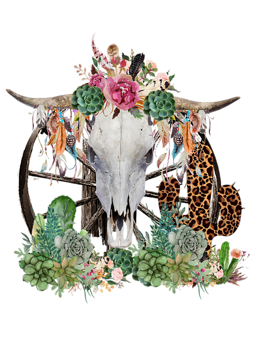 Western Cow Skull Cactus Southwest