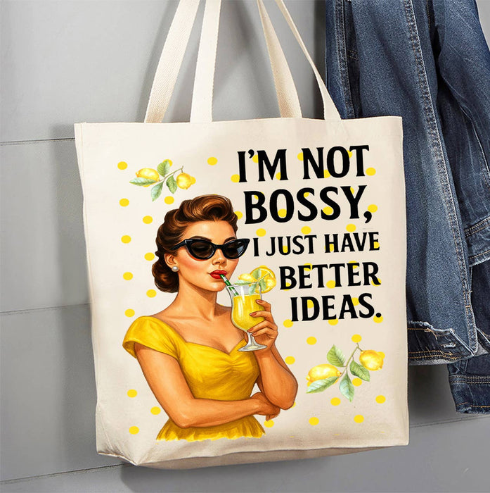 Retro Funny Bossy Better Ideas Canvas Tote Bag