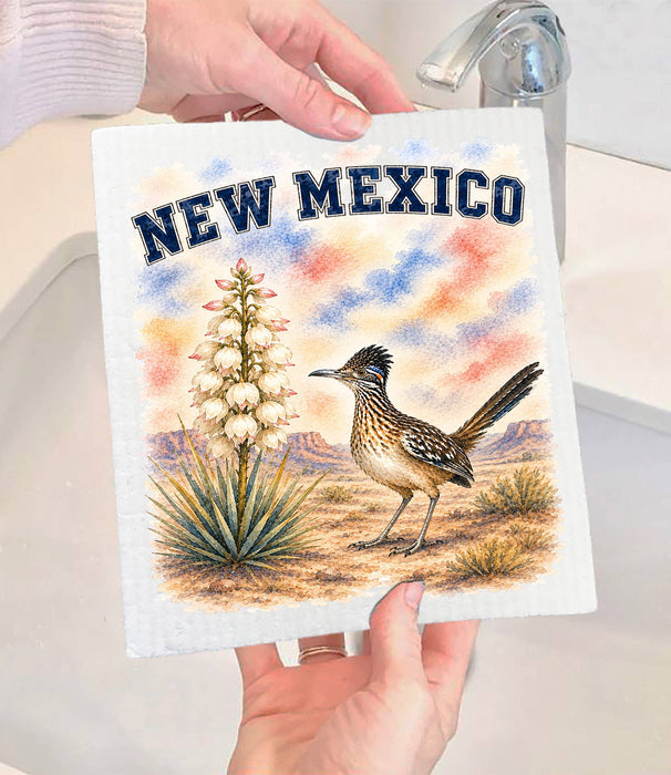 New Mexico State Bird and Animal Swedish Dishcloth