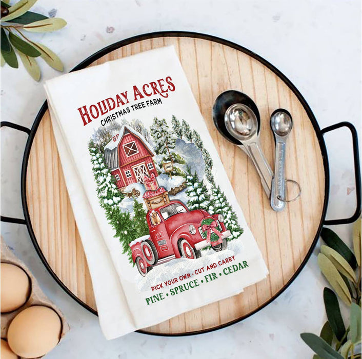 Christmas Holiday Acres Tree Farm t Tea Towel