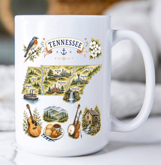 Tennessee State Map Landmark Coffee Mug