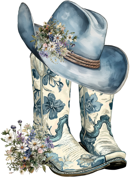 Western Blue & White Cowboy Boots