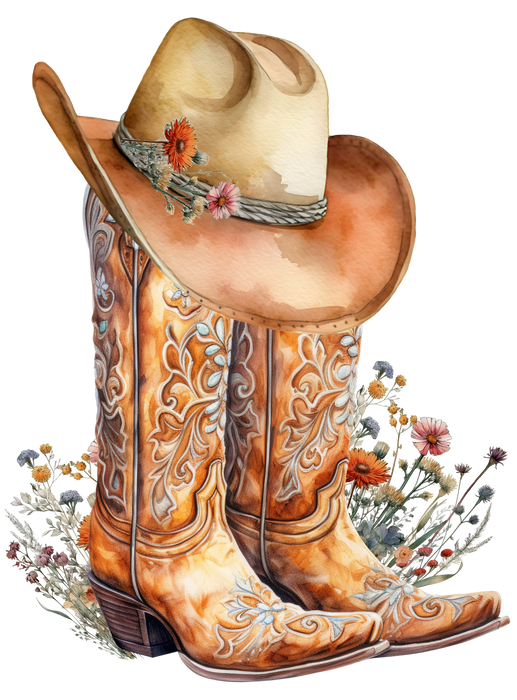 Western Cowboy Boots Country Flowers