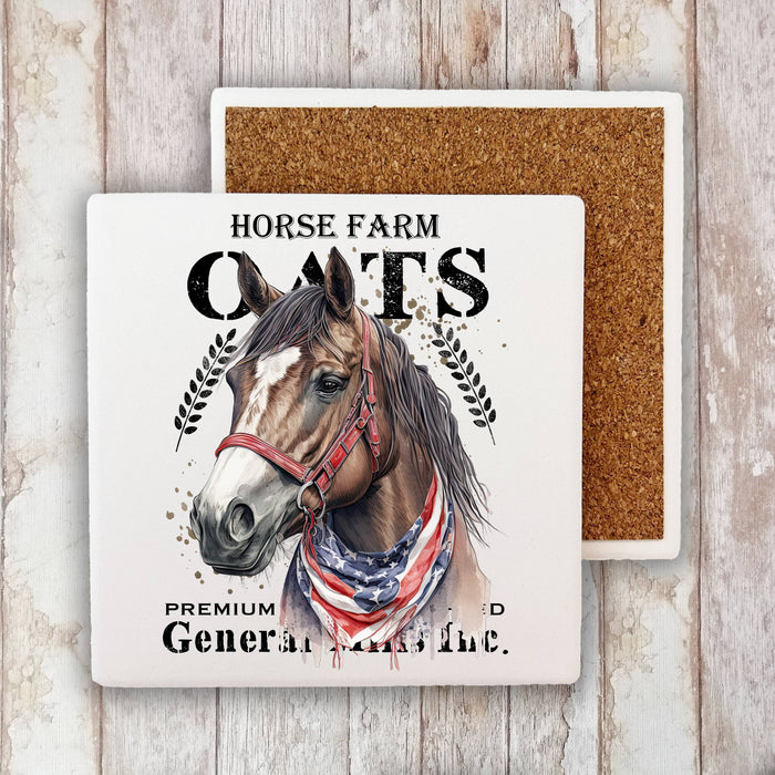 Horse Farm Oats Farmhouse Stone Coaster