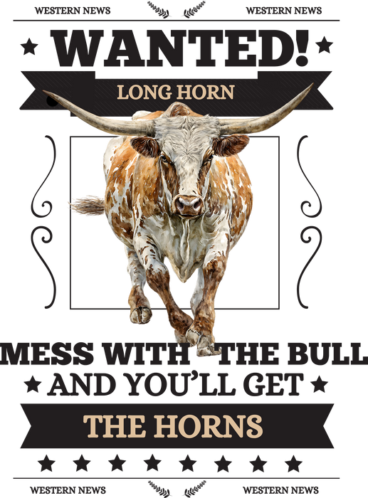 Wanted Texas Longhorn  Western Tea Towel