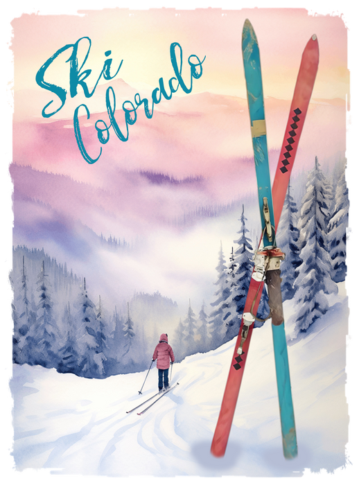 Ski Colorado Mountain Scene Skis