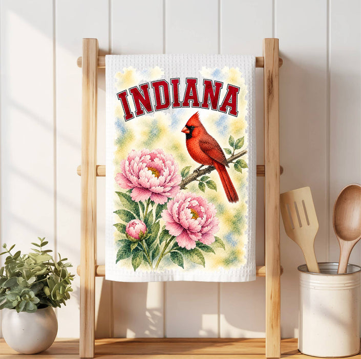 Indiana State Bird and Animal Waffle Weave Towel