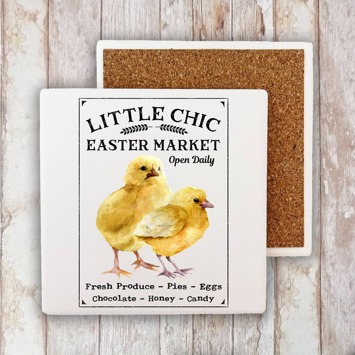 Easter Little Chicks Market Cotton Stone Coaster