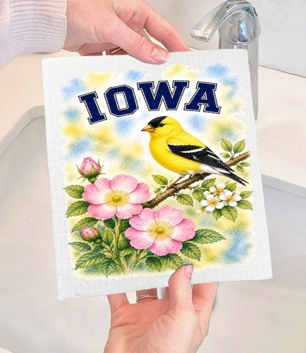 Iowa State Bird and Animal Swedish Dishcloth