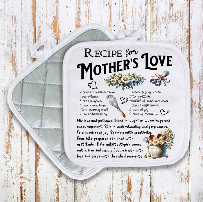 Mother's Love Recipe Pot Holder Oven Mitt