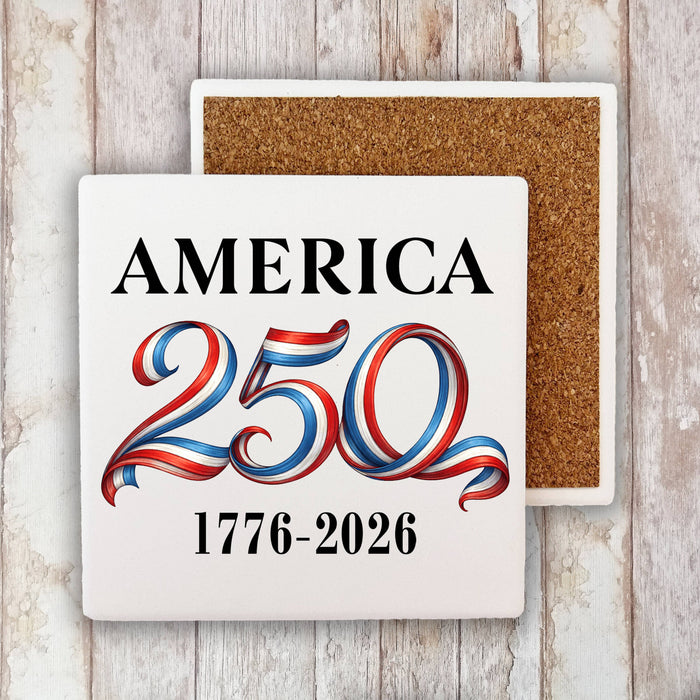 Patriotic Red White Blue 250 Anniversary Stone Coaster