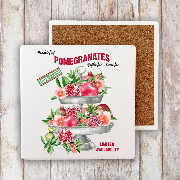 Farm Fresh Pomegrantes 2 Tier Tray  Stone Coaster