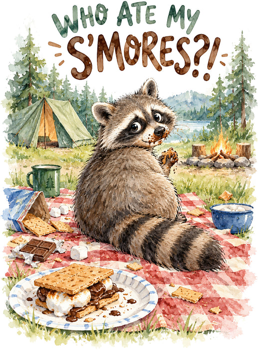 Whoa ate my Smore Racoon Camping