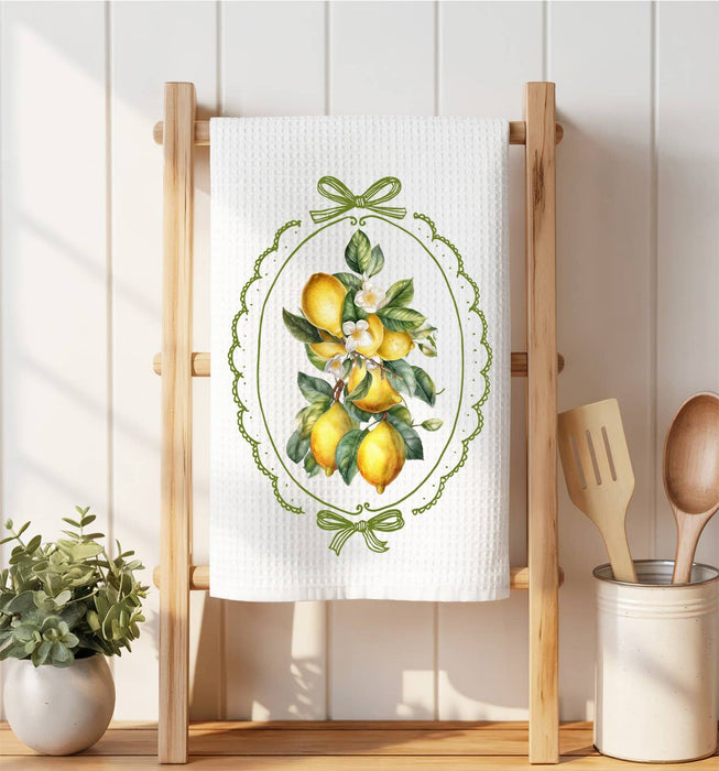 Vintage Lemons Waffle Weave Towel