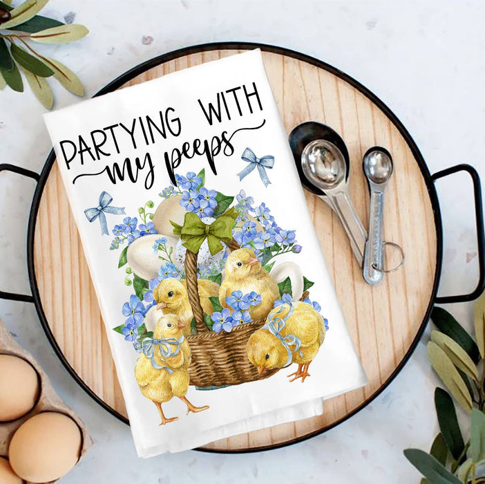 Partying with my Peeps Easter Chicks Tea Towel