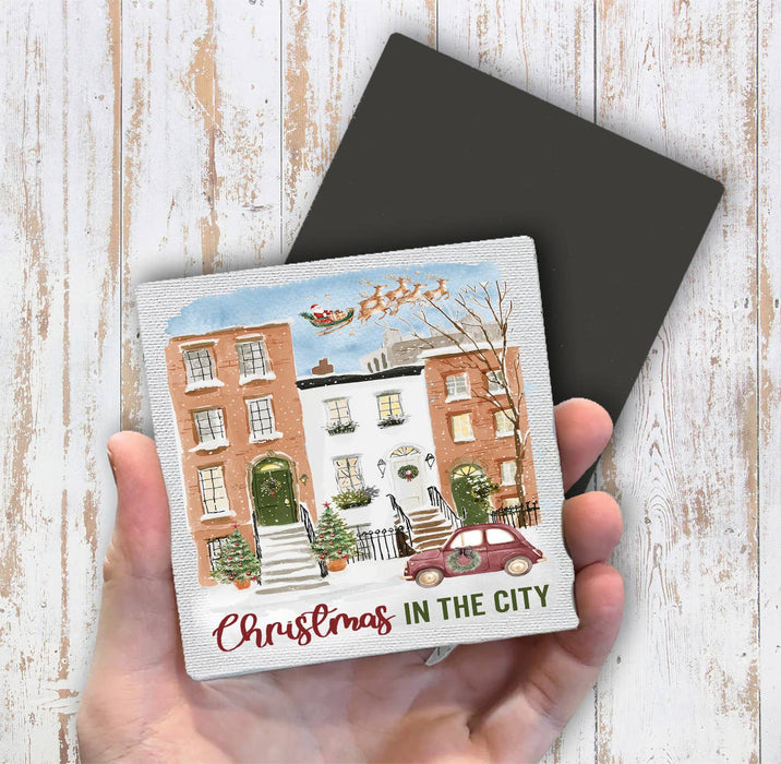 Christmas in the City Houses Magnet Fridge