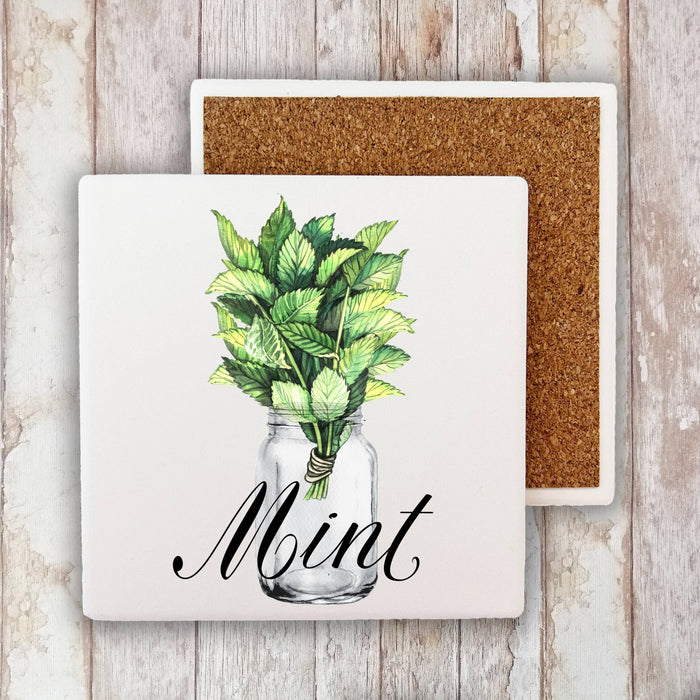 Farm Fresh Herbs Mint  Stone Coaster